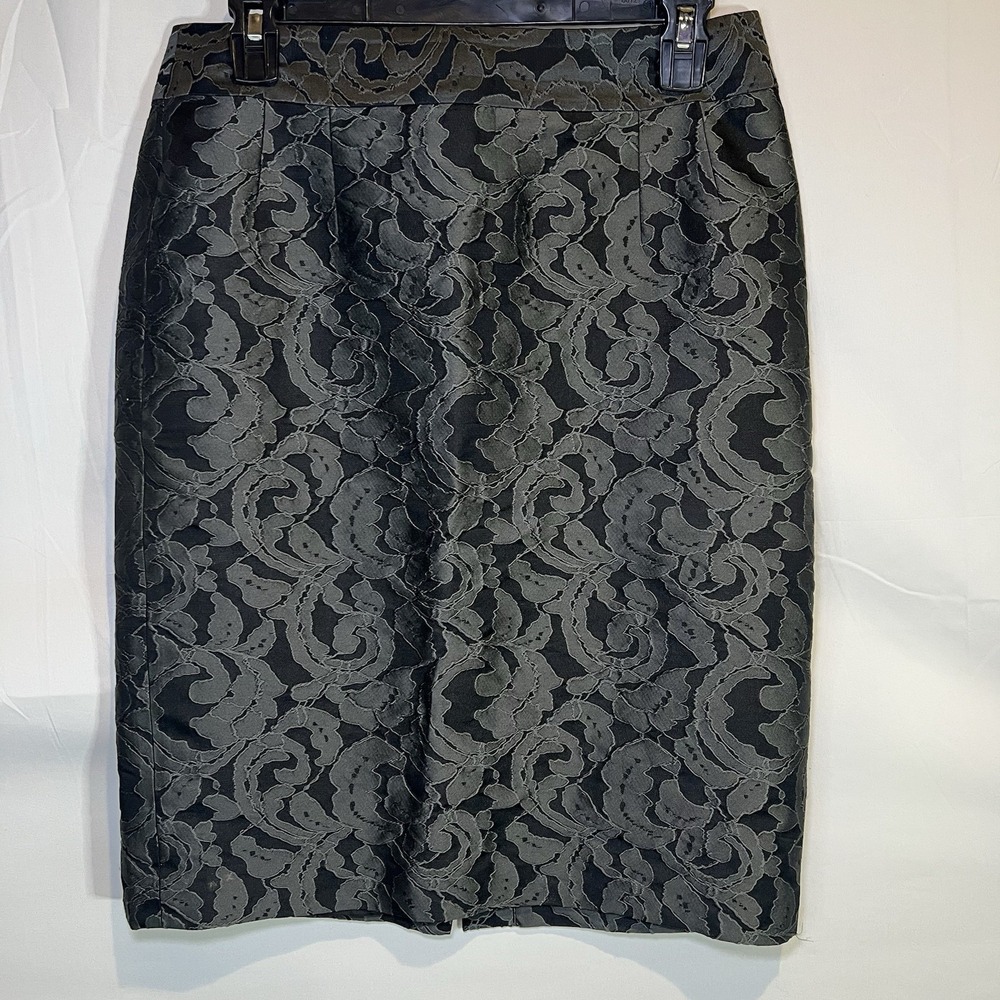 Banana Republic Skirt Womens 4 Black Brocade Pencil‎ Straight Lined Nylon